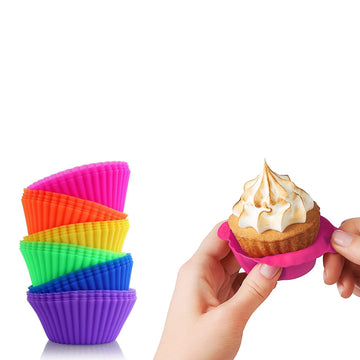 24-Pack: Multicolored Reusable Silicone Baking Cups Liner  for Cupcakes and Muffins